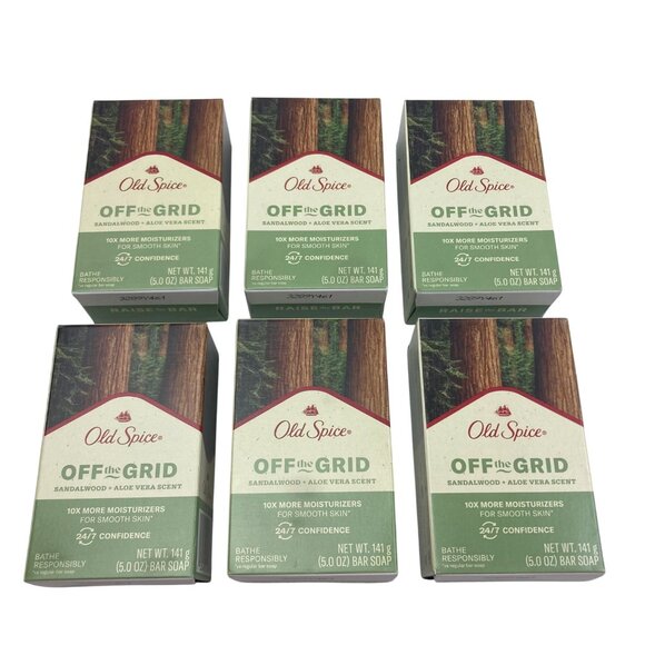 Old Spice Off The Grid Sandalwood & Aloe Vera Scent Bar Soap 5 oz 6-Pack - Picture 1 of 3